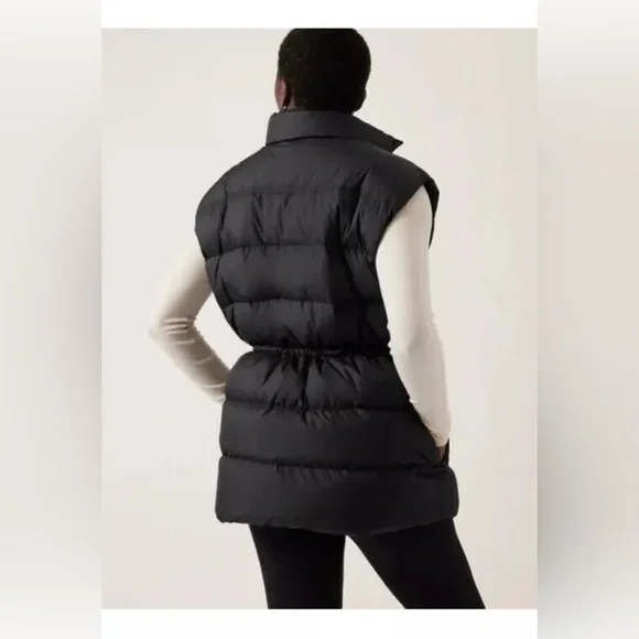 ATHLETA Oversized Cascade Down Puffer Drawcord Vest Black Size L Large $229 - Picture 3 of 3